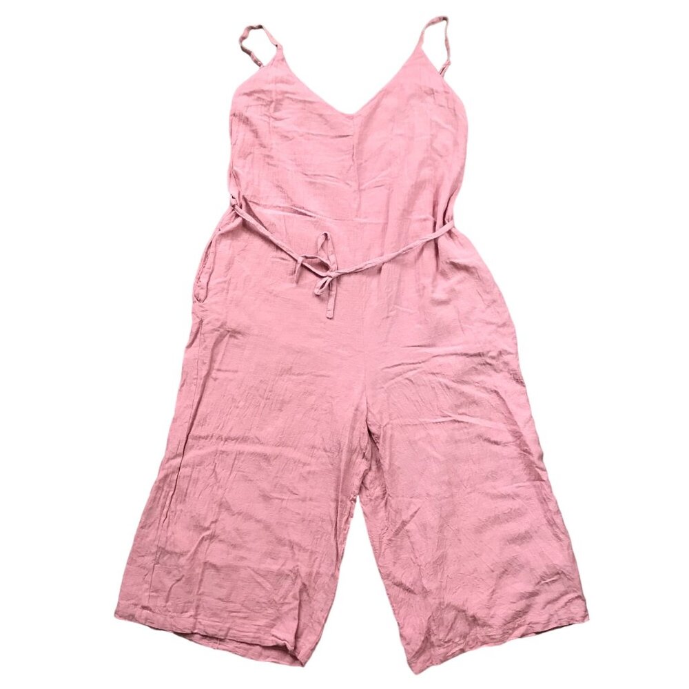 Indulge In Style‎ Sleeveless Cropped Jumpsuit Women's Medium Sash, Pockets Rayon